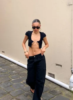 Princess Polly Westside Crop  Black Shop