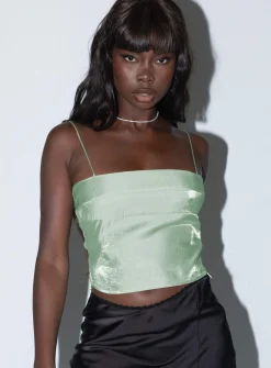 Princess Polly White Rabbit Top  Green Flash Sale