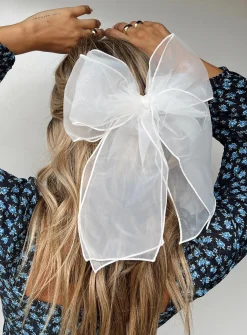 Princess Polly Wicks Hair Bow White Discount