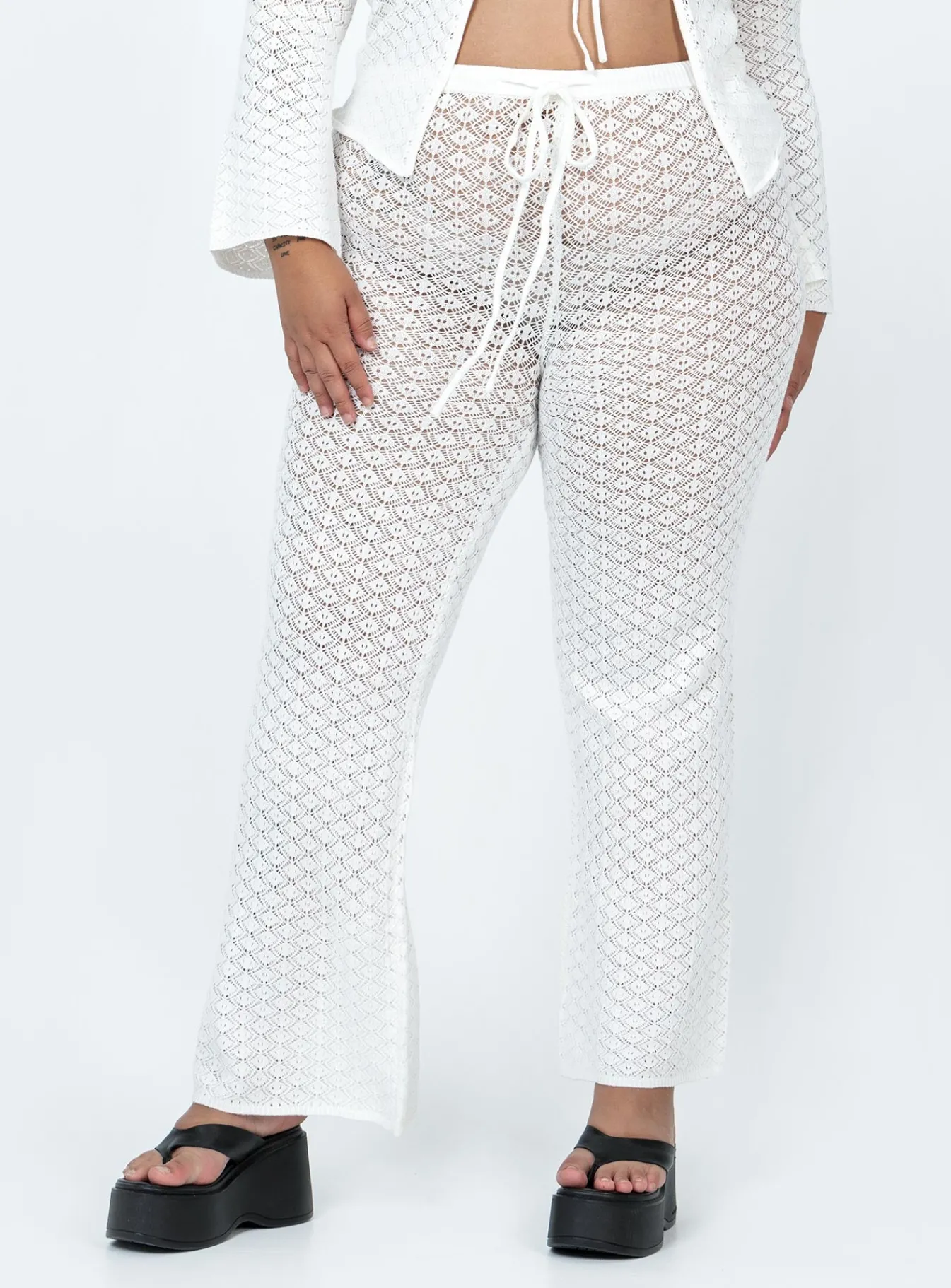 Princess Polly Wild &Amp; Free Crochet Pants Curve White Sale