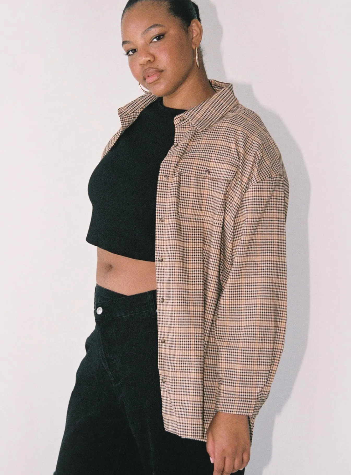 Princess Polly Willa Shirt Curve Brown Cheap