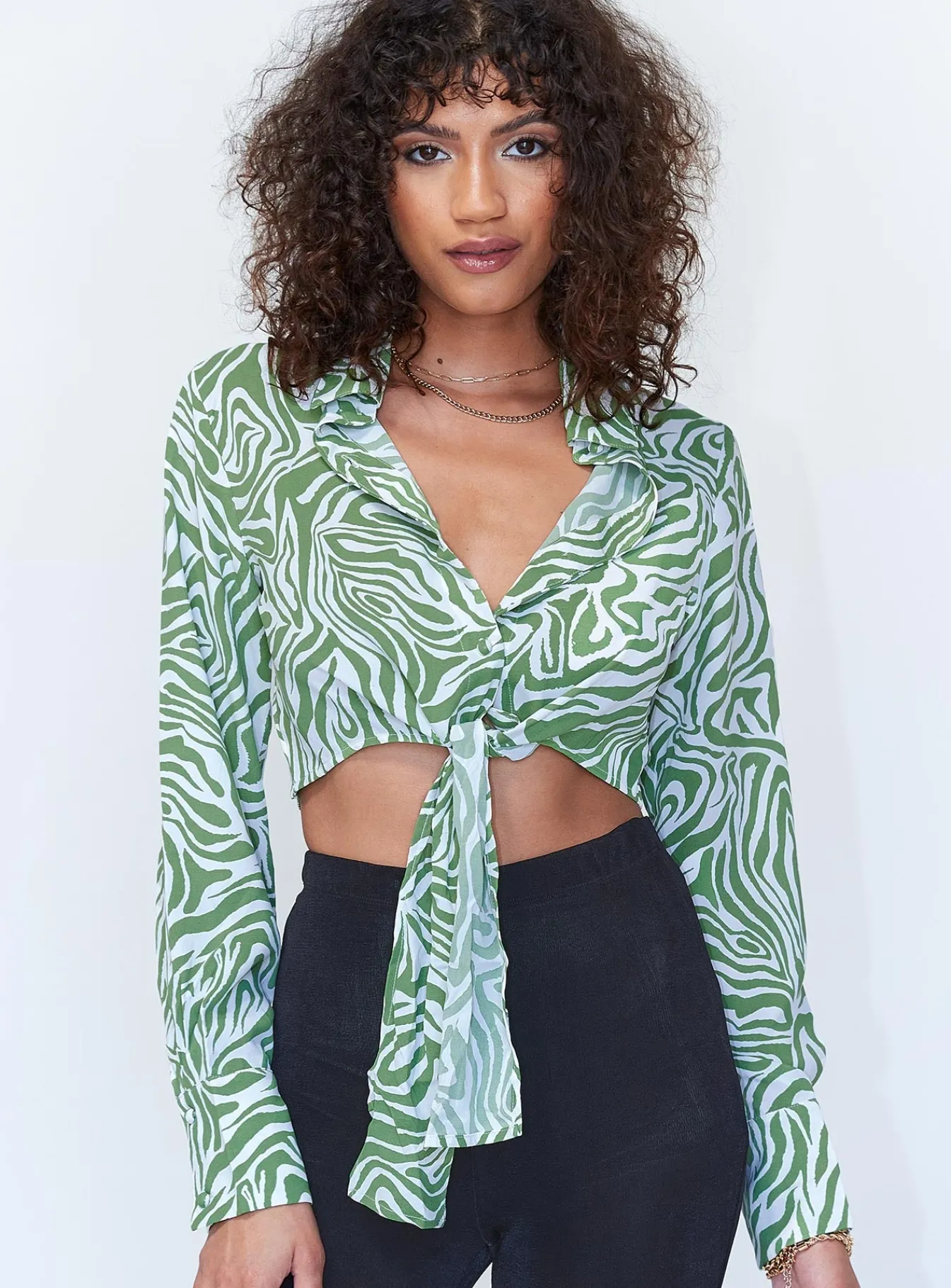 Princess Polly Winslet Long Sleeve Top Green Outlet