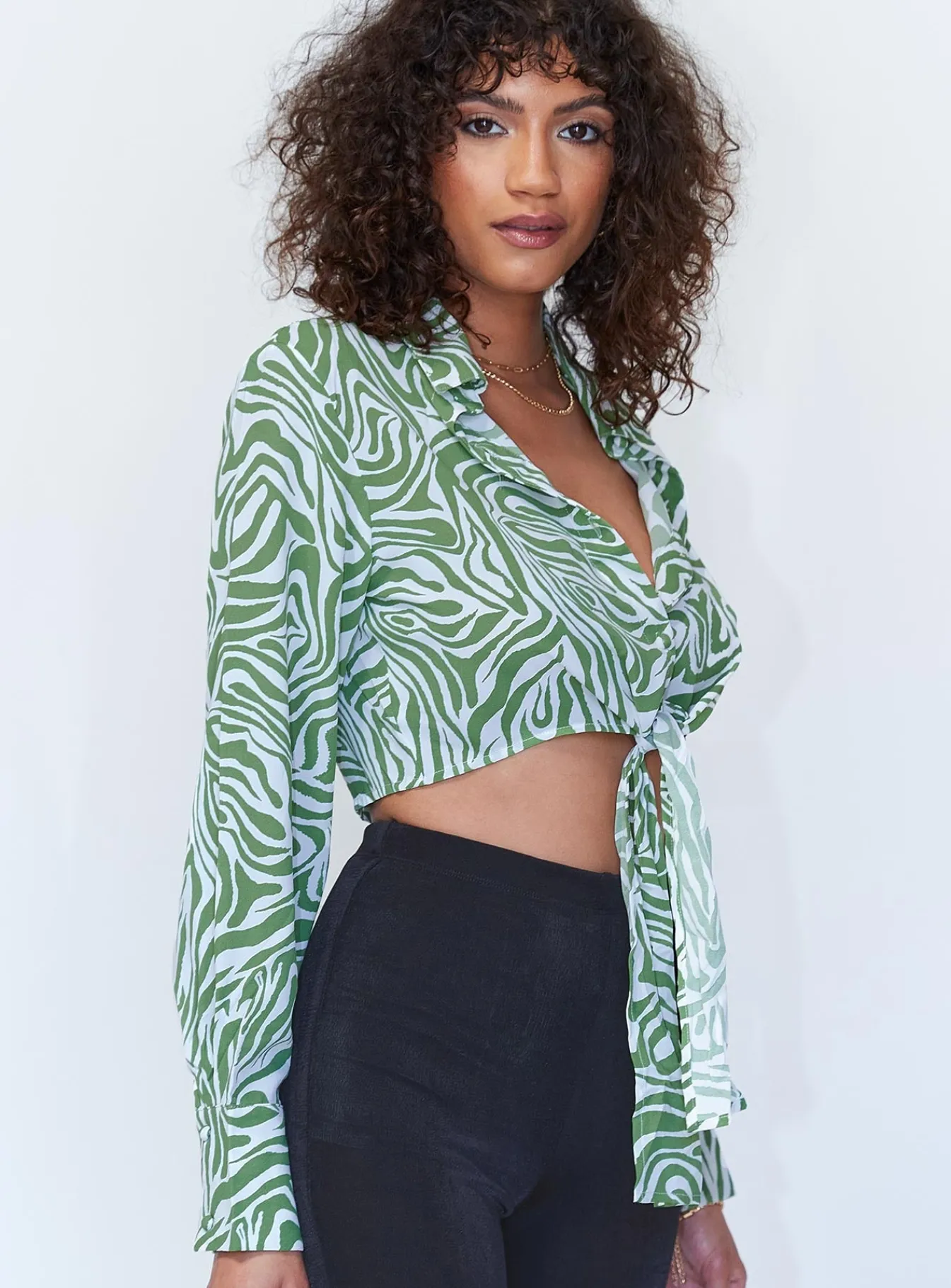 Princess Polly Winslet Long Sleeve Top Green Outlet