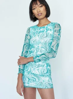 Princess Polly Winston Mini Dressswirl   Green Flash Sale