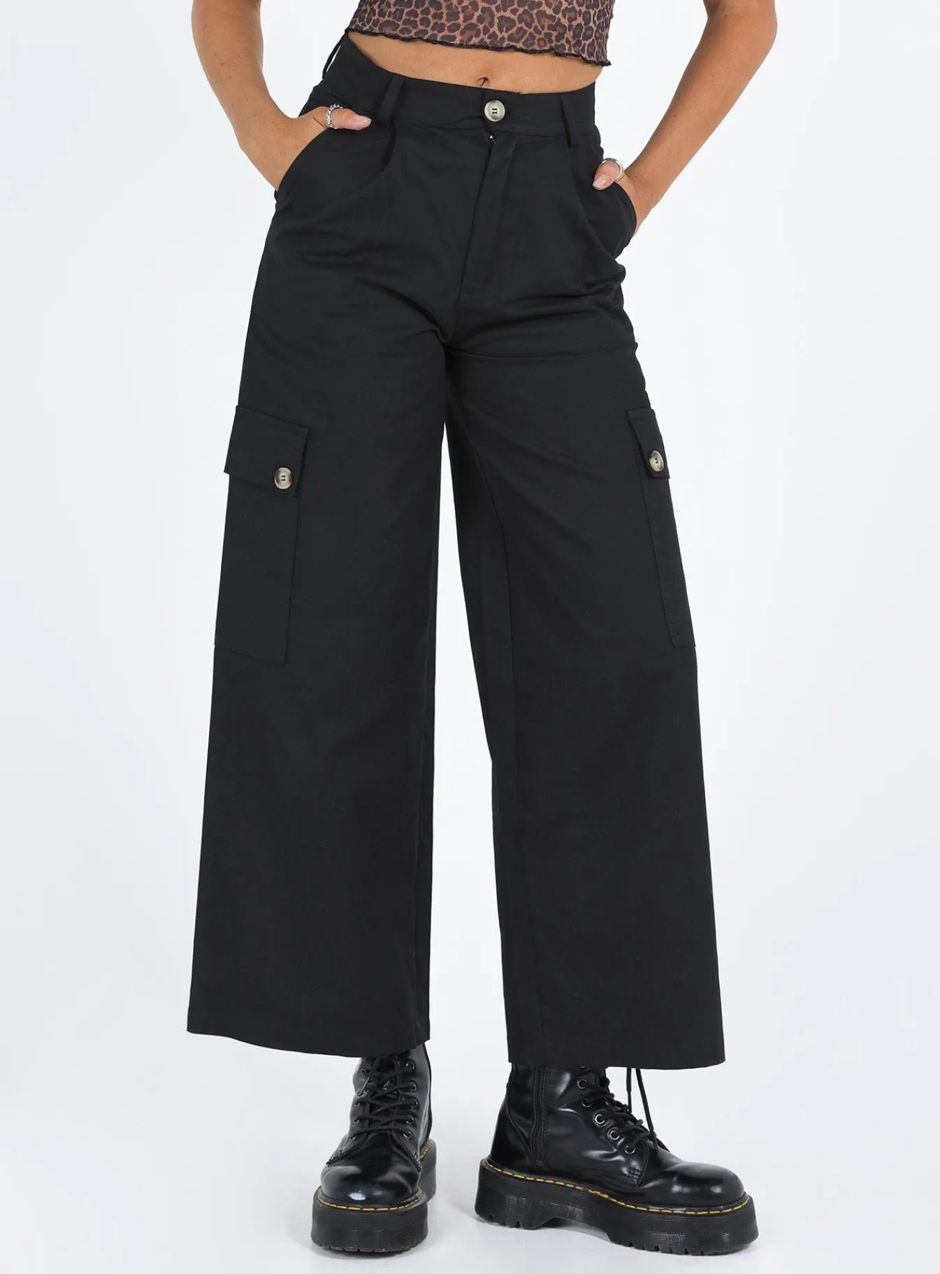 Princess Polly Worley Cargo Pants Black Shop