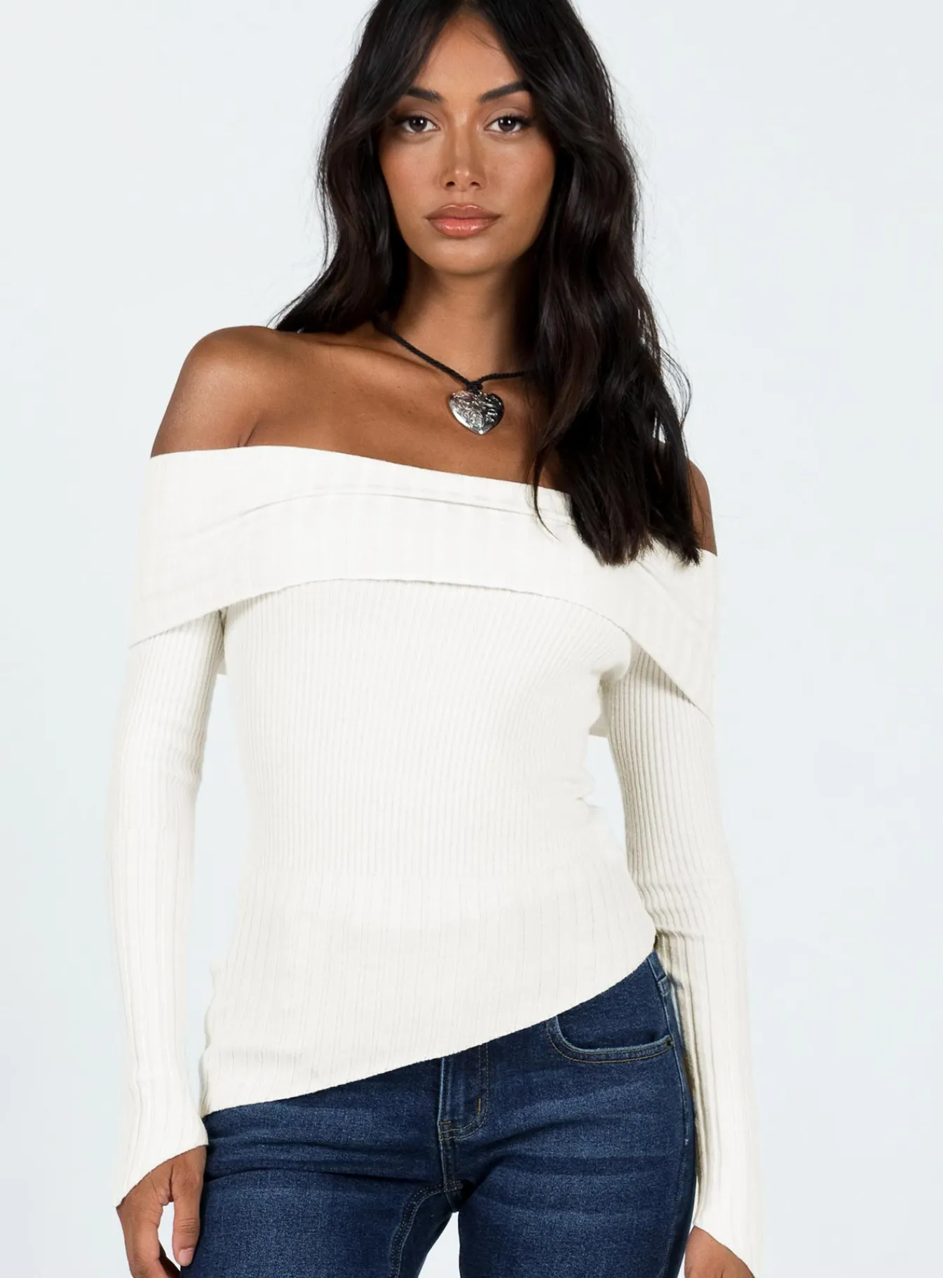 Princess Polly Wyandra Off The Shoulder Knit Sweater White Store