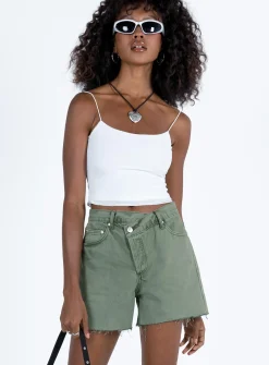 Princess Polly Xena Denim Shorts  Green Flash Sale