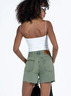 Princess Polly Xena Denim Shorts Green Flash Sale
