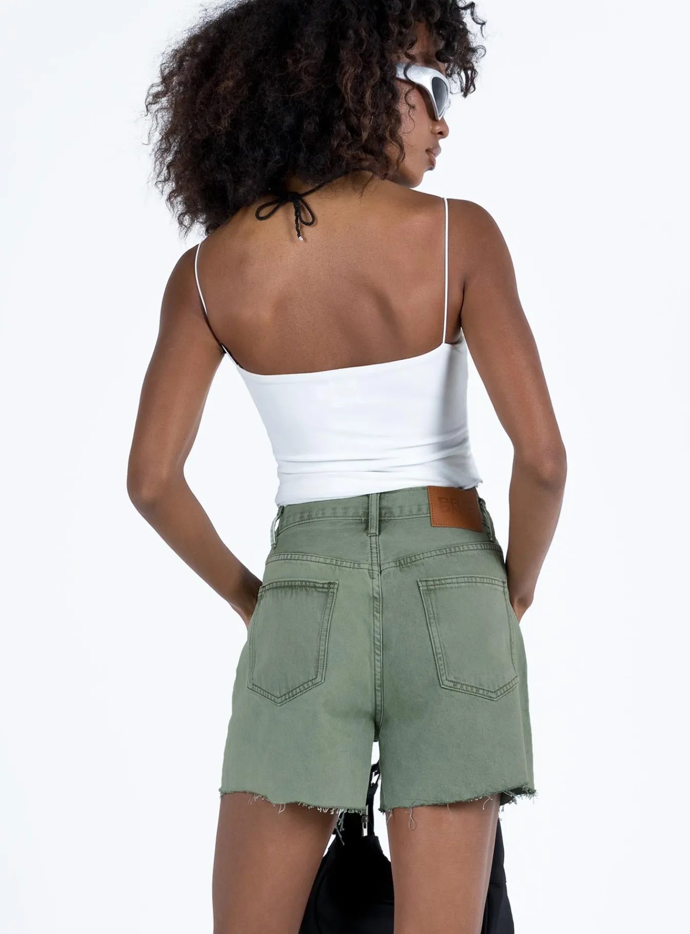 Princess Polly Xena Denim Shorts Green Flash Sale