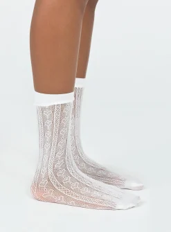 Princess Polly Yelena Heart Socks White Discount
