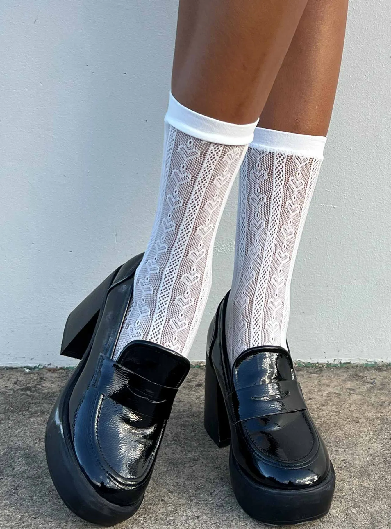 Princess Polly Yelena Heart Socks White Discount