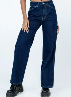 Princess Polly Ysabel Dark Wash Cargo Jeans  Denim Online