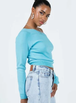 Princess Polly Yvonne One Shoulder Sweater  Blue Shop