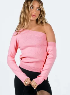 Princess Polly Yvonne One Shoulder Sweater  Pink Discount