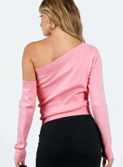 Princess Polly Yvonne One Shoulder Sweater  Pink Discount
