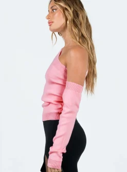 Princess Polly Yvonne One Shoulder Sweater  Pink Discount