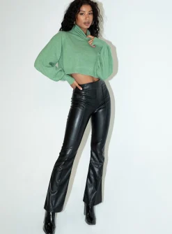 Princess Polly Zahara Cropped Turtleneck Sweater Green Best