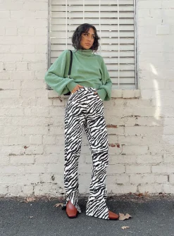 Princess Polly Zahara Cropped Turtleneck Sweater Green Best