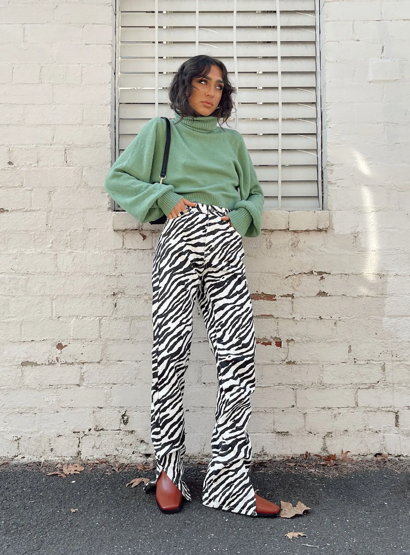 Princess Polly Zahara Cropped Turtleneck Sweater Green Best