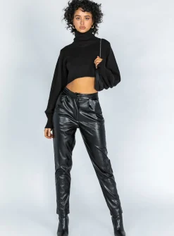 Princess Polly Zahara Cropped Turtleneck Sweater Black Store
