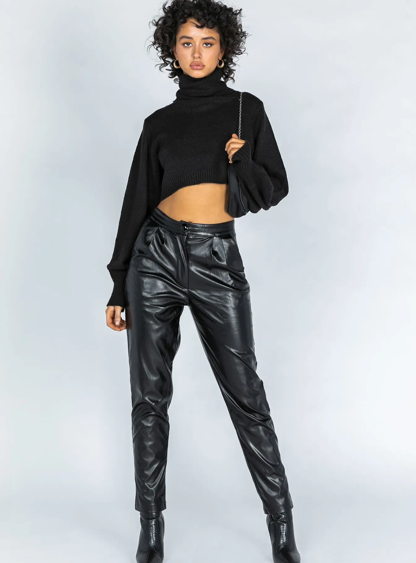 Princess Polly Zahara Cropped Turtleneck Sweater Black Store