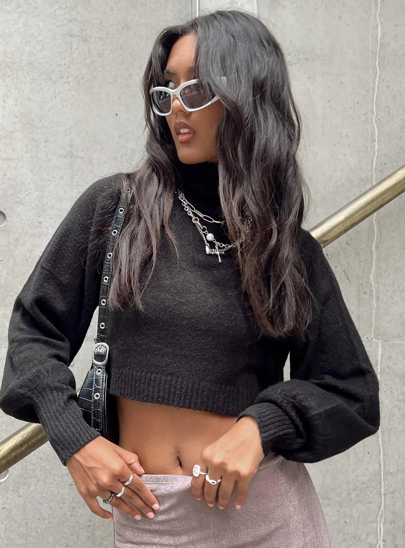 Princess Polly Zahara Cropped Turtleneck Sweater Black Store