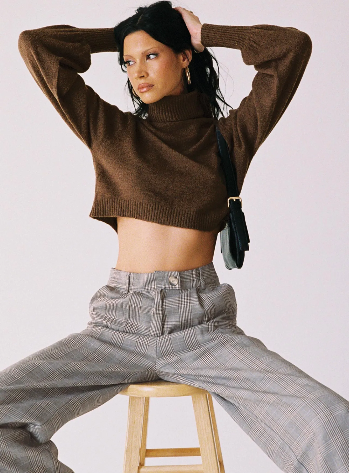 Princess Polly Zahara Cropped Turtleneck Sweater Brown Cheap