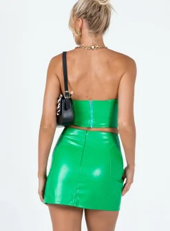 Princess Polly Zahra Pu Mini Skirt Green Flash Sale