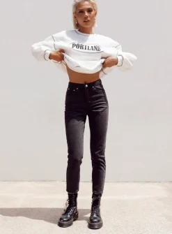 Princess Polly Zaiden Straight Leg Jeansdenim   Black New