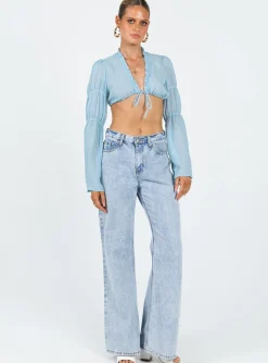Princess Polly Zakia Top  Blue Discount