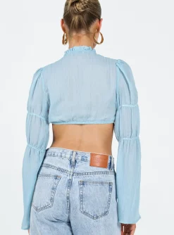 Princess Polly Zakia Top  Blue Discount