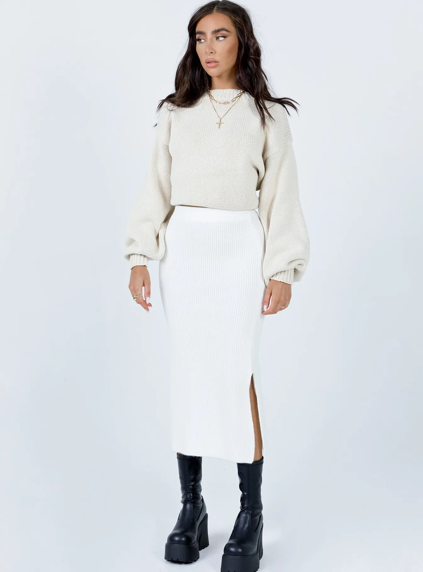 Princess Polly Zanna Midi Skirt White Clearance