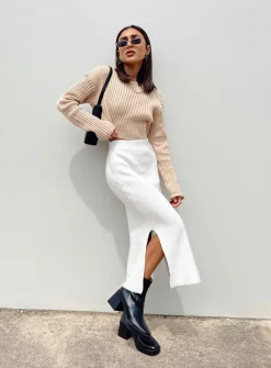 Princess Polly Zanna Midi Skirt White Clearance