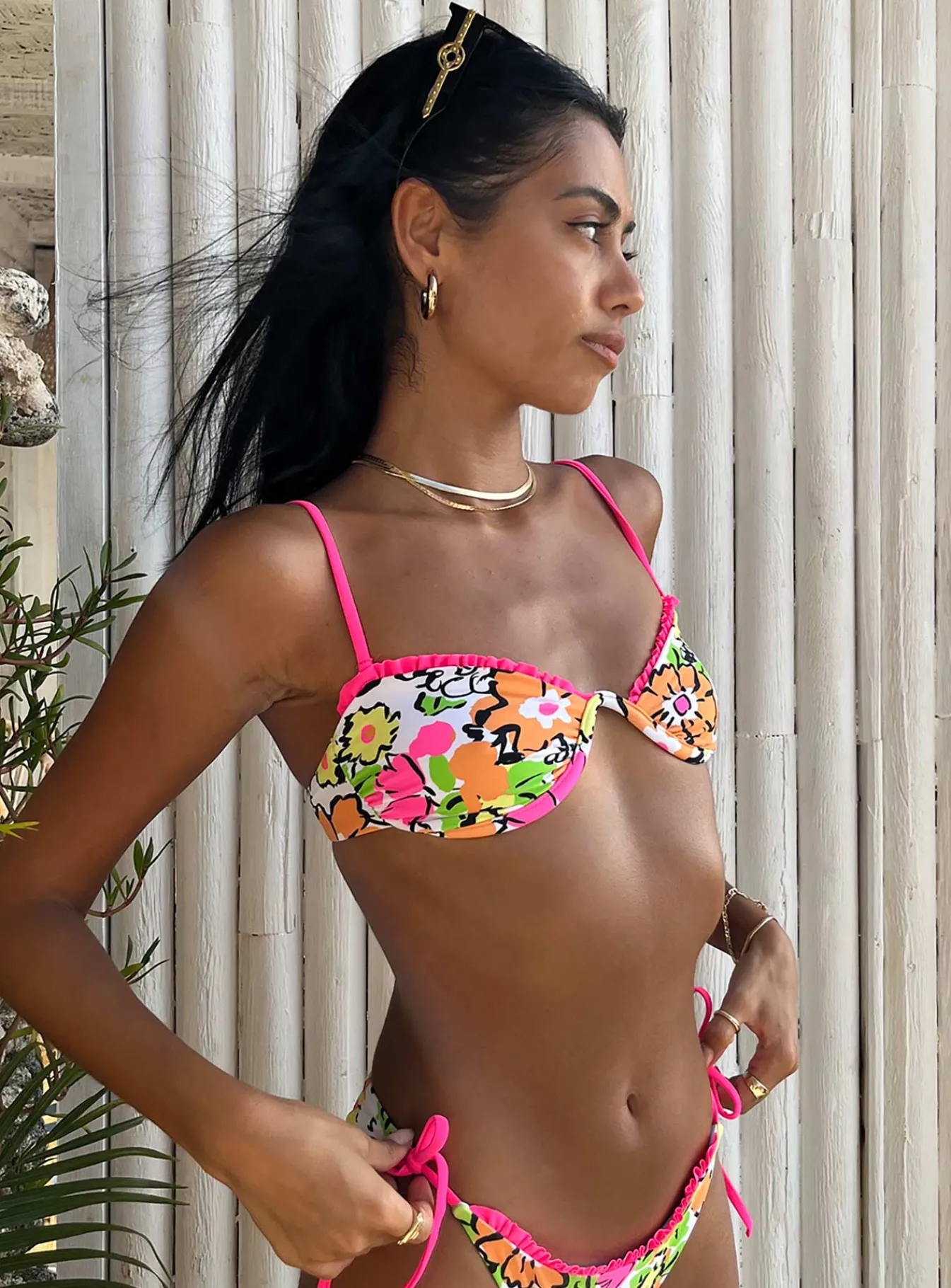 Princess Polly Zari Bikini Topmulti Floral Orange Clearance