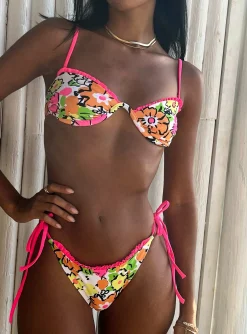Princess Polly Zari Bikini Topmulti Floral   Orange Clearance