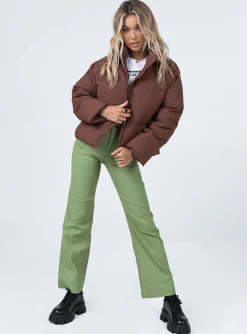 Princess Polly Zaria Puffer Jacket  Brown Flash Sale