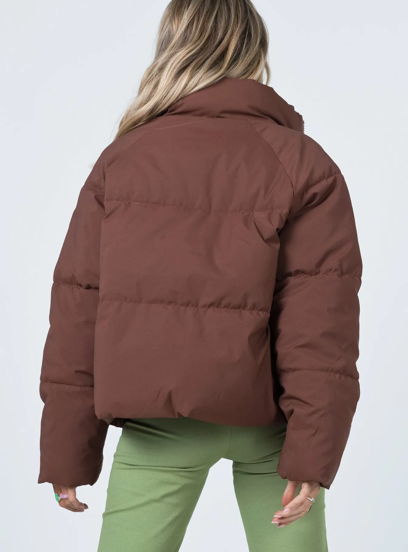 Princess Polly Zaria Puffer Jacket Brown Flash Sale