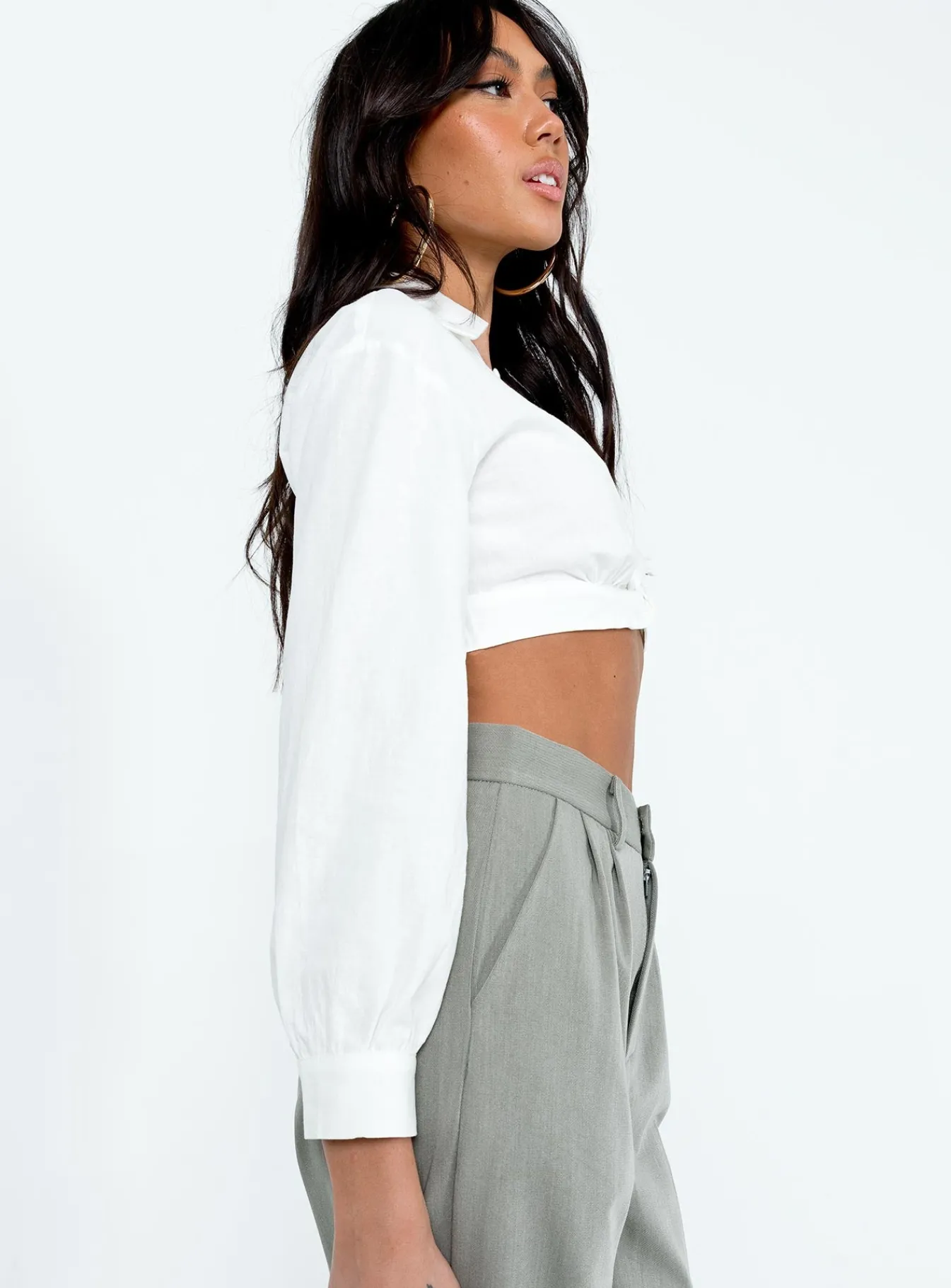 Princess Polly Zaxton Long Sleeve Top White New