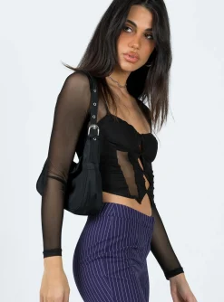 Princess Polly Zeena Long Sleeve Mesh Corset  Black Hot