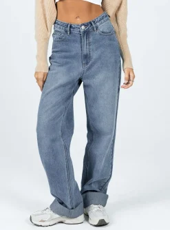 Princess Polly Zeira Wide Leg Jeans Mid Wash  Denim Shop