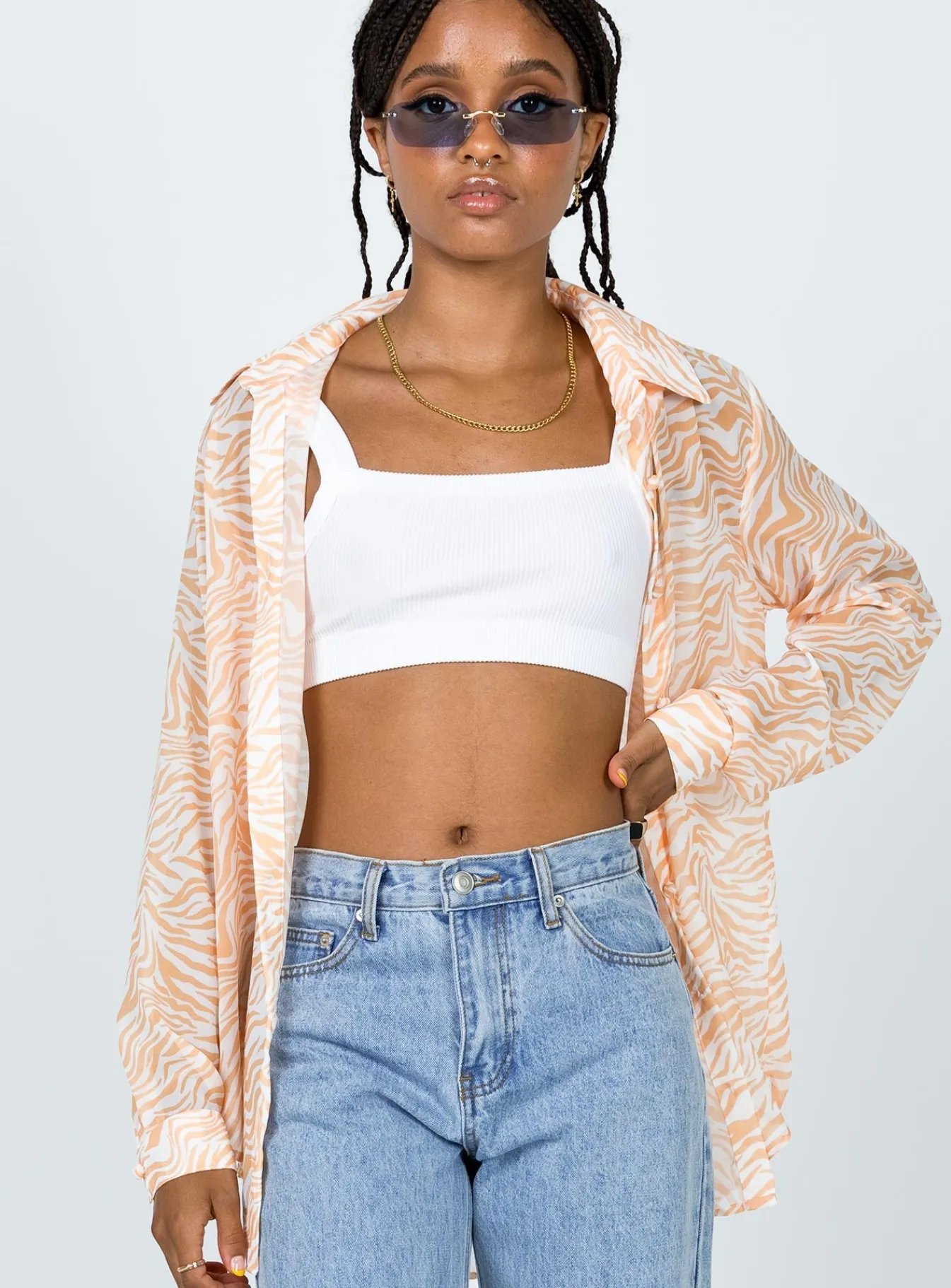 Princess Polly Ziggy Shirt Orange New