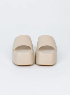 Princess Polly Zimmer Platform Sandals  Cream Clearance