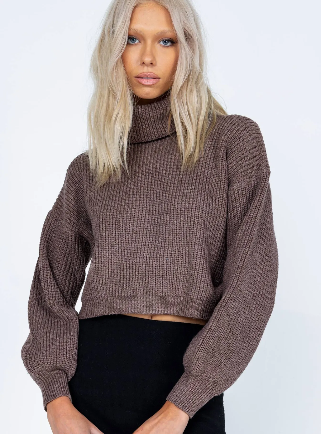 Princess Polly Zita Turtleneck Sweater Brown Cheap