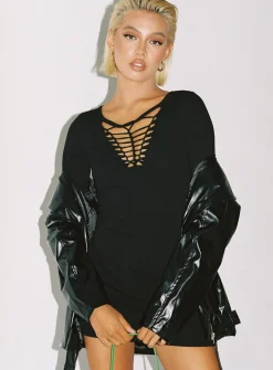 Princess Polly Zola Mini Dress  Black New