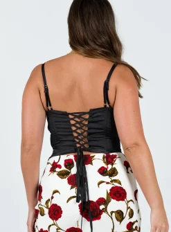 Princess Polly Zora Satin Top  Black Hot
