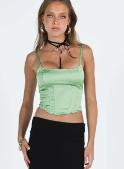 Princess Polly Zora Satin Top  Green Best Sale