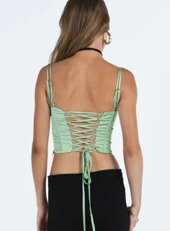Princess Polly Zora Satin Top  Green Best Sale