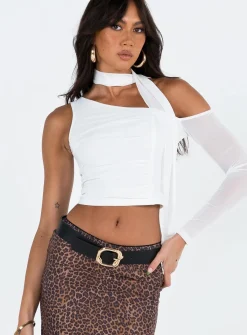 Princess Polly Zuffet Asymmetric Top  White Cheap