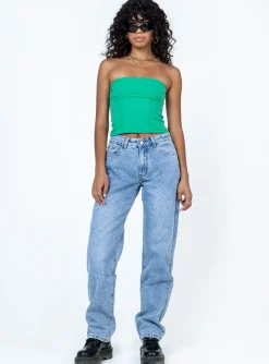 Princess Polly Zyra Strapless Top Green Discount